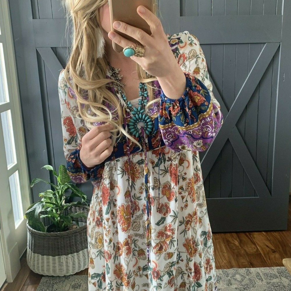 New Boho Floral Midi Maxi Bohemian Dress - Picture 7 of 10